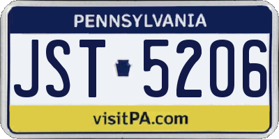 PA license plate JST5206