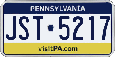 PA license plate JST5217