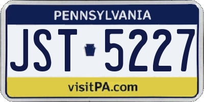 PA license plate JST5227