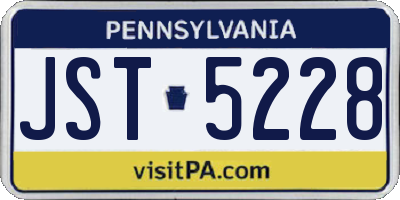 PA license plate JST5228