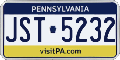 PA license plate JST5232