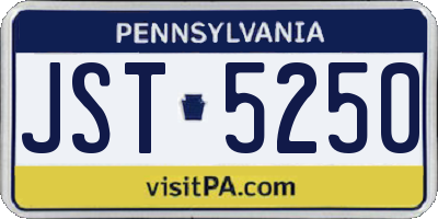 PA license plate JST5250