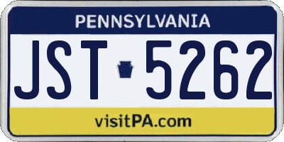 PA license plate JST5262