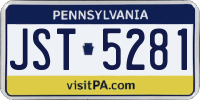 PA license plate JST5281