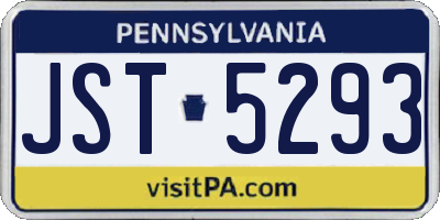PA license plate JST5293