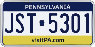 PA license plate JST5301
