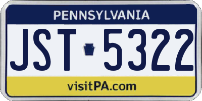 PA license plate JST5322