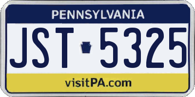 PA license plate JST5325