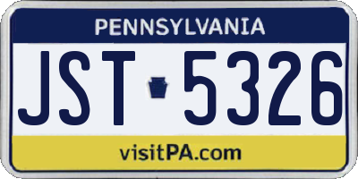 PA license plate JST5326