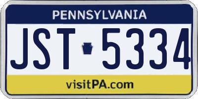 PA license plate JST5334