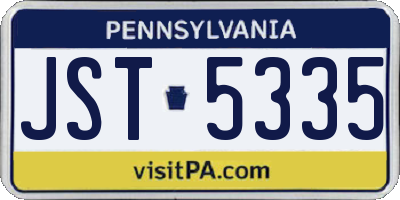 PA license plate JST5335