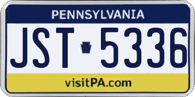PA license plate JST5336