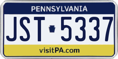 PA license plate JST5337