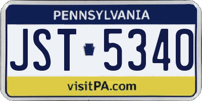 PA license plate JST5340