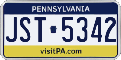 PA license plate JST5342