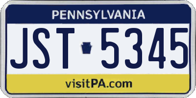 PA license plate JST5345