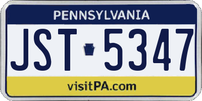 PA license plate JST5347