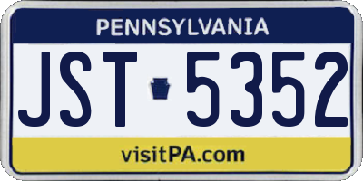 PA license plate JST5352