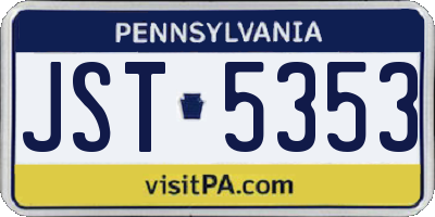 PA license plate JST5353
