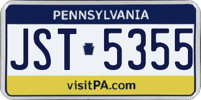 PA license plate JST5355