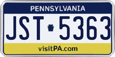 PA license plate JST5363