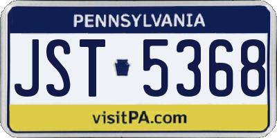 PA license plate JST5368
