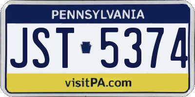 PA license plate JST5374