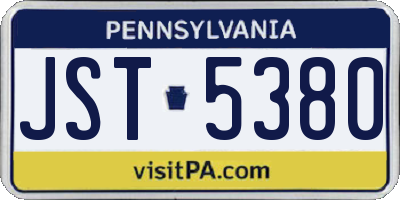 PA license plate JST5380
