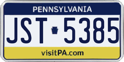 PA license plate JST5385