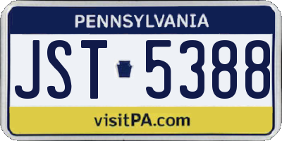 PA license plate JST5388