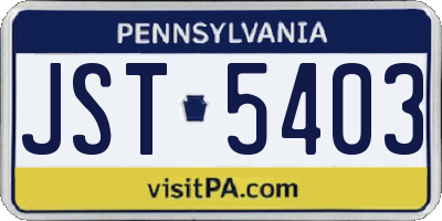 PA license plate JST5403