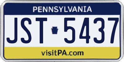 PA license plate JST5437