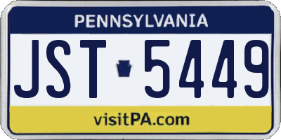 PA license plate JST5449
