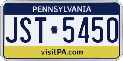 PA license plate JST5450