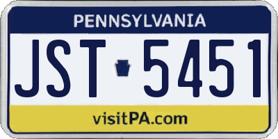 PA license plate JST5451