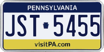 PA license plate JST5455