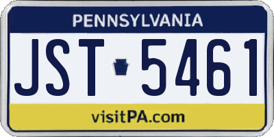 PA license plate JST5461