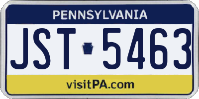 PA license plate JST5463