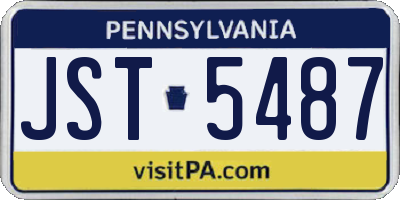 PA license plate JST5487