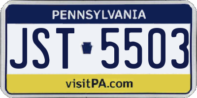 PA license plate JST5503