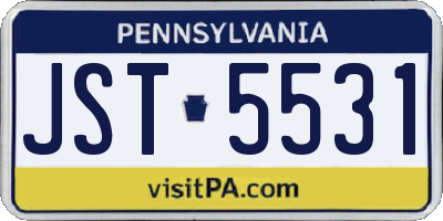 PA license plate JST5531