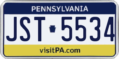 PA license plate JST5534