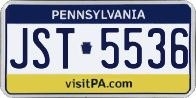 PA license plate JST5536