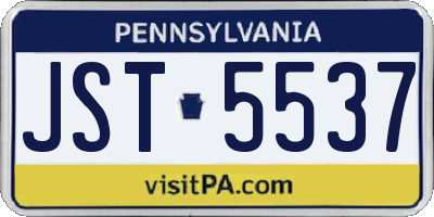 PA license plate JST5537