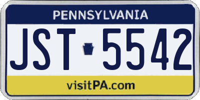 PA license plate JST5542