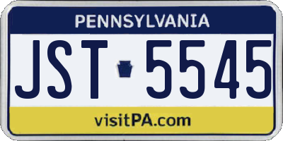 PA license plate JST5545