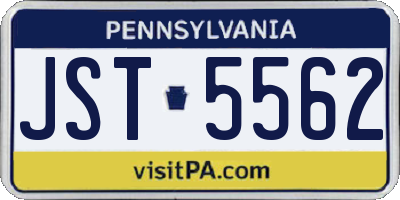 PA license plate JST5562