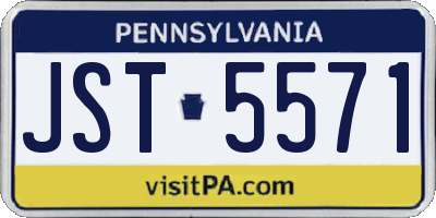 PA license plate JST5571