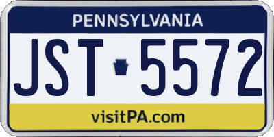 PA license plate JST5572