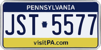 PA license plate JST5577